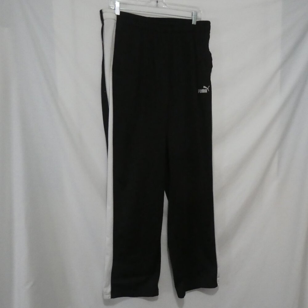 PUMA | large | Black Exercise Pants | Side White and Silver Stripes | Pockets